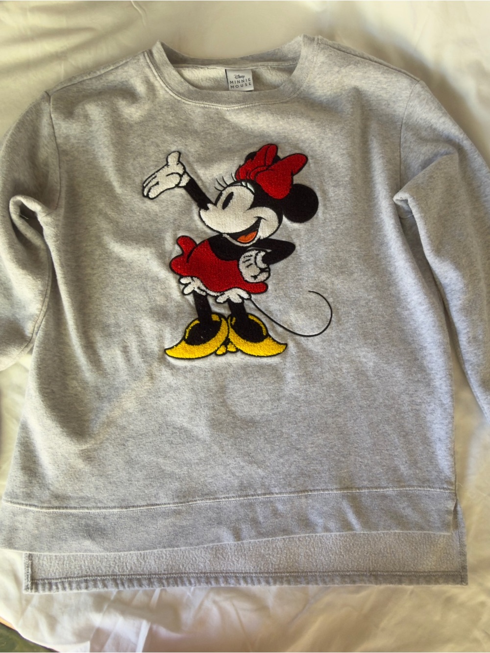 Disney Minnie Mouse Gray Sweatshirt with Red Accents